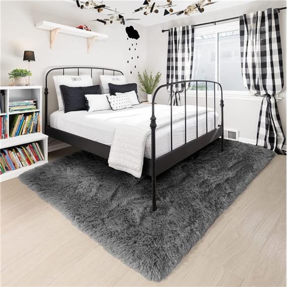 Amazon.com: Shag Area Rugs for Bedroom Living Room,5X8 Ultra  Amangel Super Soft Fluffy Rugs Bedroom, 5\' x 8\', Furry Shag Area Rug